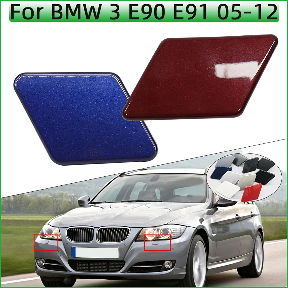 Car Headlight Washer Nozzle Cover For BMW 320 325 328 330 335 E90 E91 LCI 2005-2008 2009-2012 Headlamp Washer Nozzle Cover Painted