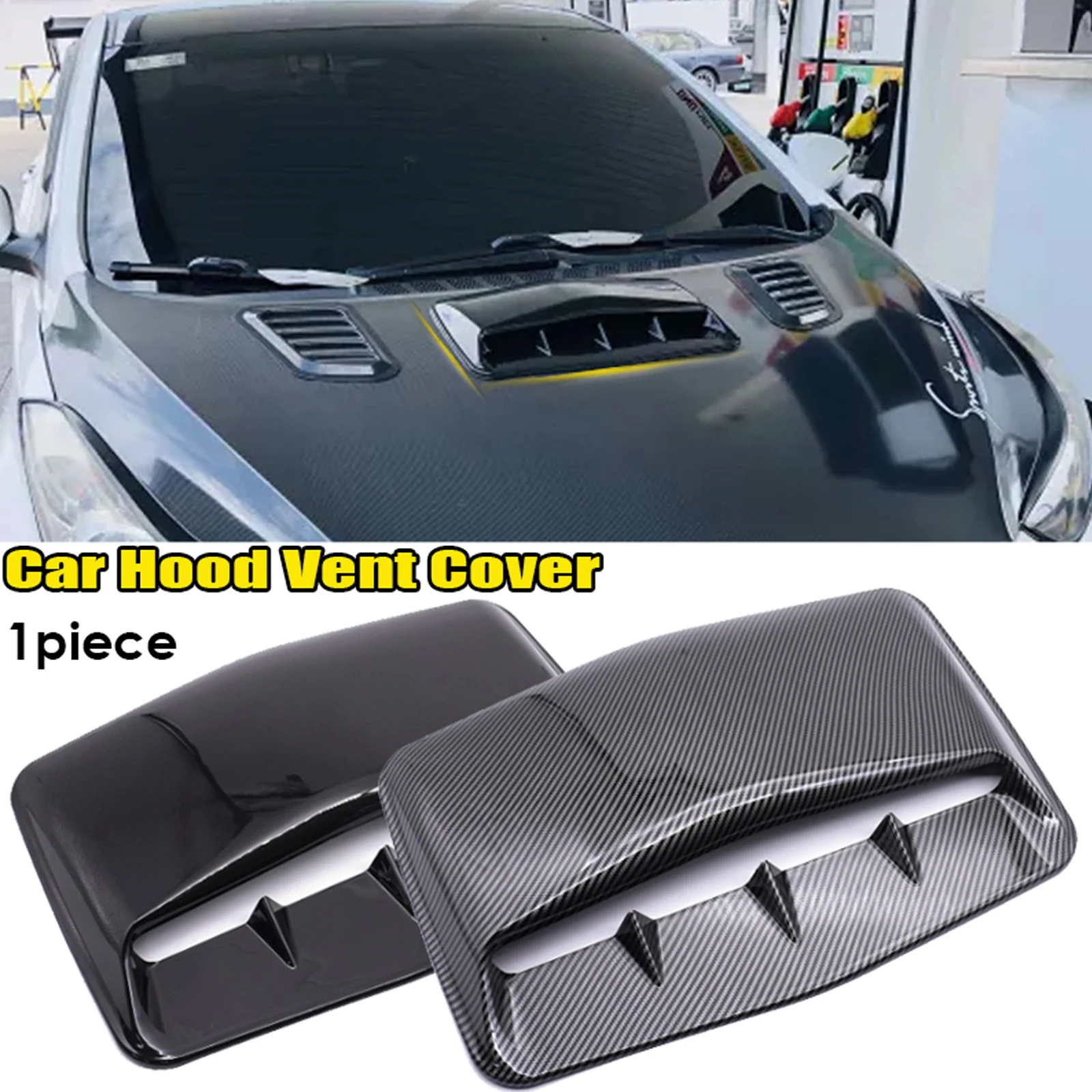 Universal Carbon Fiber Car Air Flow Intake Hood Scoop Bonnet Vent Cover Decorative Sticker hood scoop stickers hood scoop car body trim accessories