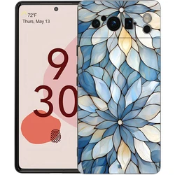 Elegant Black Soft TPU Phone Case with Floral Marble Geometric Design - Pixel 9 (A1)