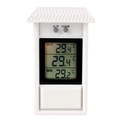 Digital LCD Indoor Outdoor Thermometer with Weather Sensor (WHITE)