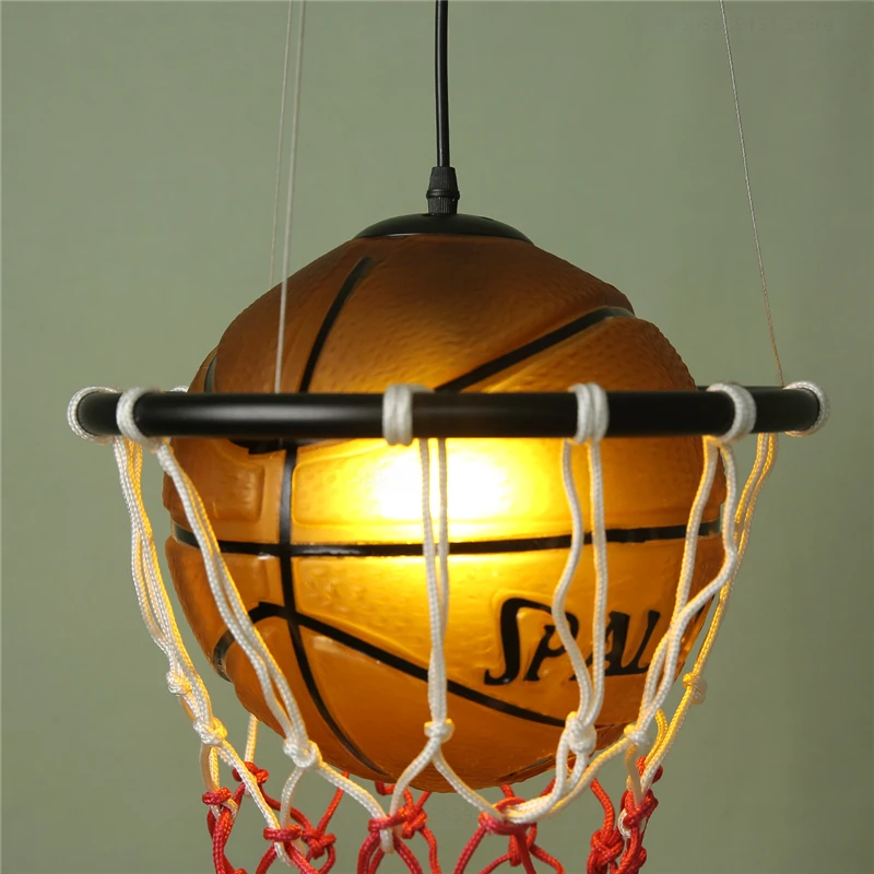 Modern Basketball Pendant Lights Restaurant Study Living Football Chandelier LED Kids Room Hanging Lamp Fixtures 5