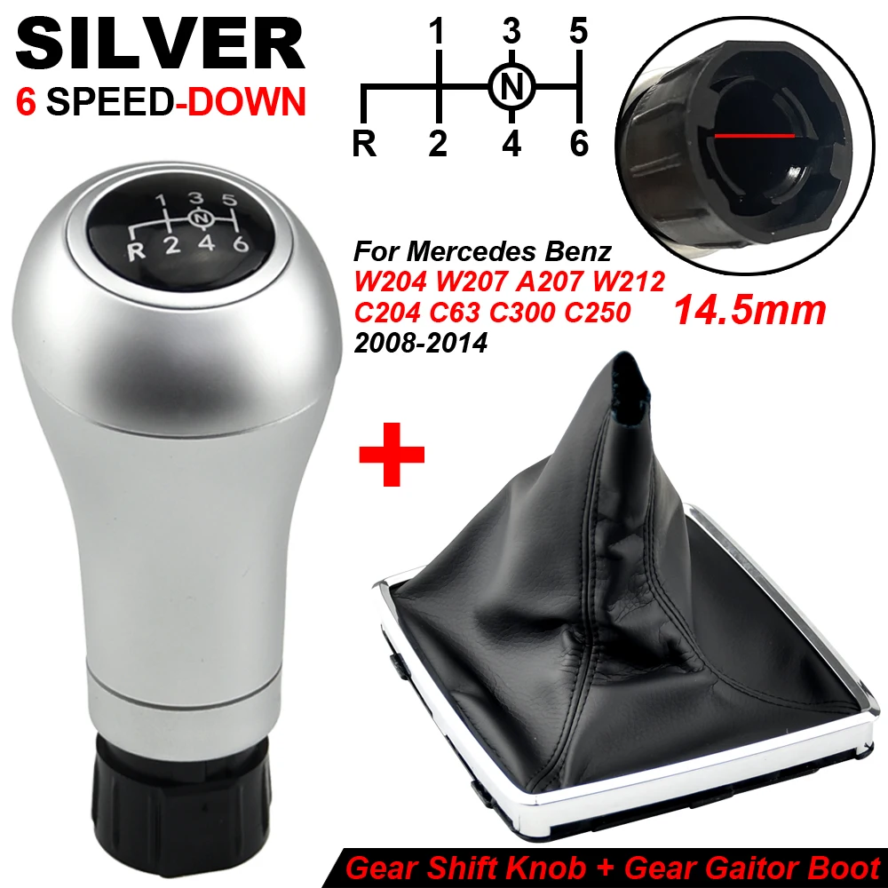 Pommeau De Levier De Vitesse Pour Mercedes C W203/S203 - 6 Vitesses, Cuir Et Plastique - Design Ergonomique