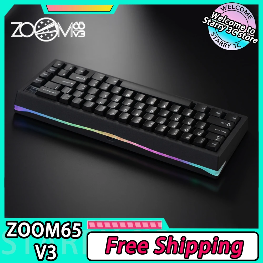 

ZOOM65 V3 Customized Mechanical Keyboard Kit Aluminium Alloy Custom Screen Three Mode RGB Gaming Keyboard Pc Gamer Accessories