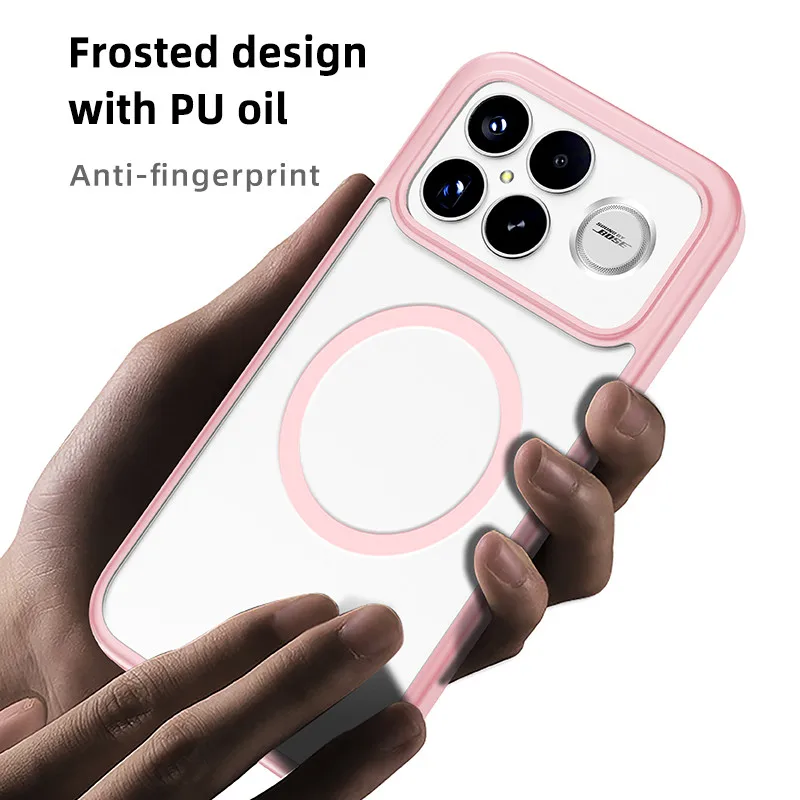Magnetic Shockproof Matte Translucent Phone Case with Airbag Protection