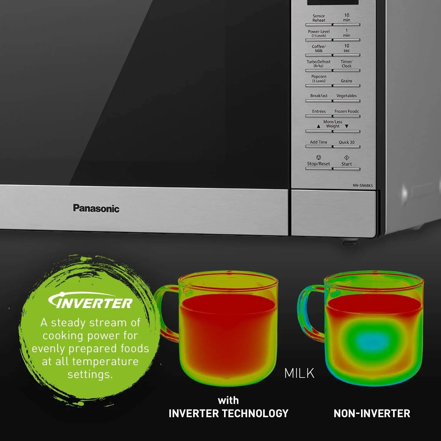 SN68KS Compact Microwave Oven with 1200W Power, Sensor Cooking, Popcorn Button, Quick 30Sec & Turbo Defrost, 1.2 cu 4