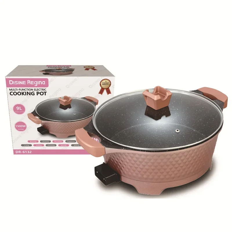 9L Multifunctional Electric Cooker Household Hot Pot & Frying Pan All-in-One Electric Skillet Compact Cooking Pot