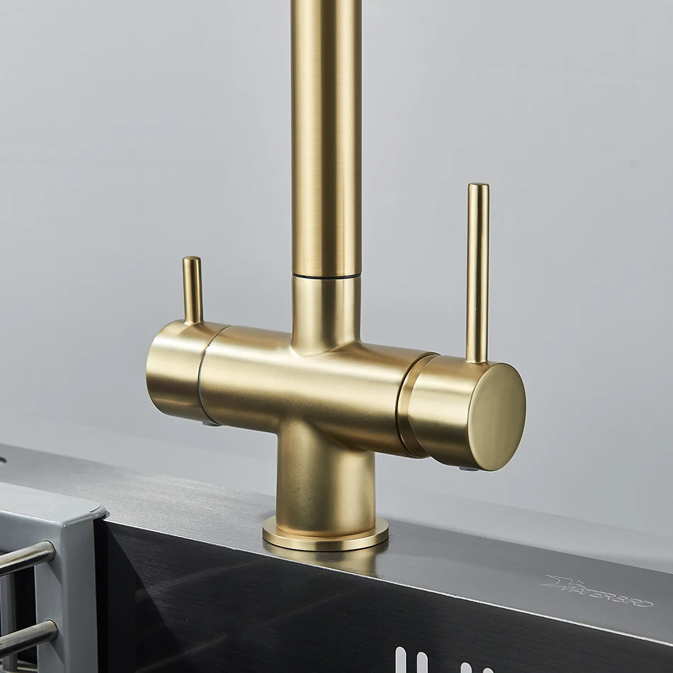 Description Picture 6 of itemUythner Waterfilter Kitchen Faucet Dual Handles Deck Mounted Pull Out Mixer Tap 360 Degree Rotation Water Purification Crane