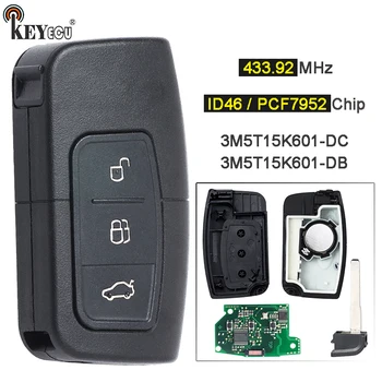 Keyforkess 433.92MHz ID46 / PCF7952 Chip muslimax/muslimex Remote Key Fob per Ford C-Max Focus MK2 Kuga Mondeo Galaxy