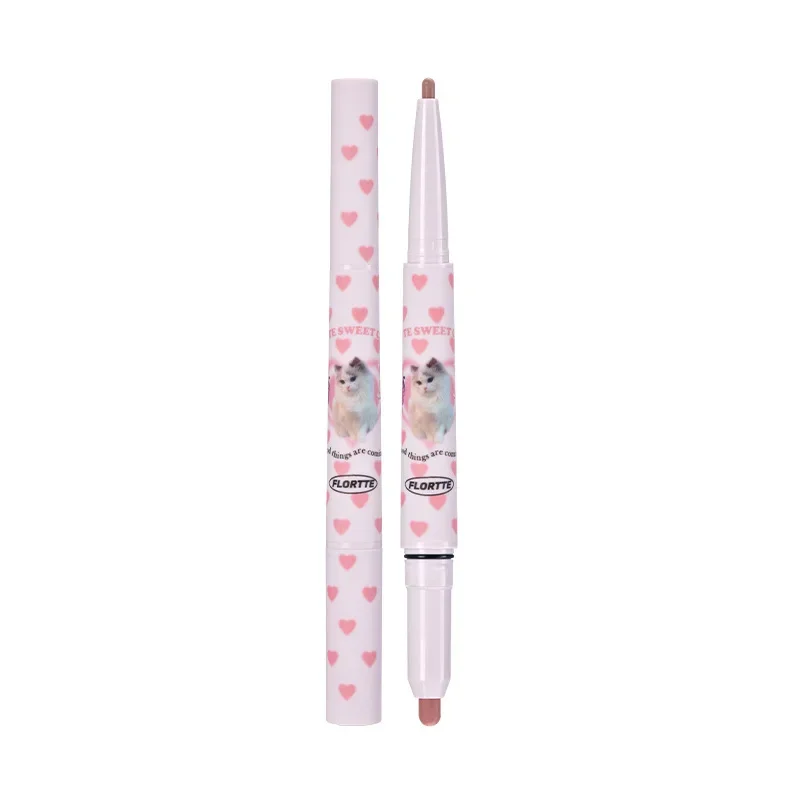 FLORTTE  Cute Animals Lipstick Pen Natural Matte Double Ended Lip Liner Lasting Whitening Waterproof Lip Gloss Cosmetic 6