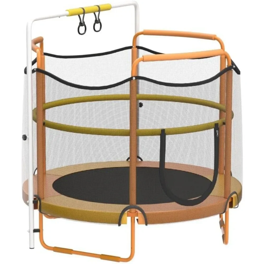60" Trampoline for Kids, Heavy Duty, Adjustable Height, Max Weight 330 lbs, 5 Ft Outdoor Indoor Trampoline for 3-7 Ages 4