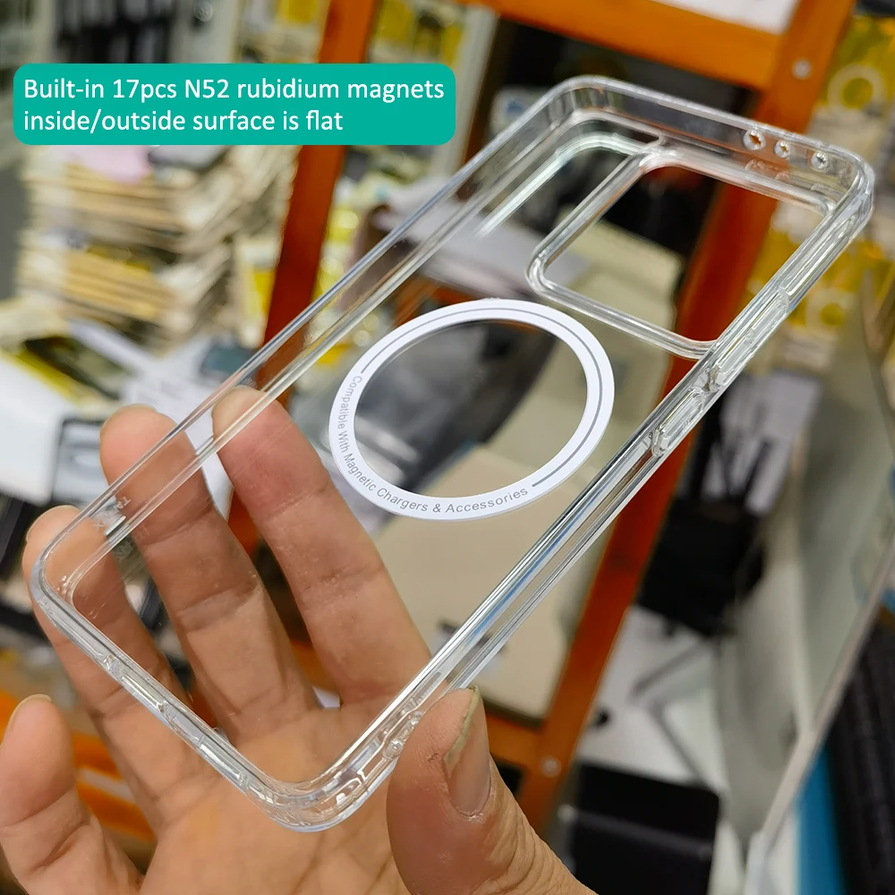 Compatible For Magsafe Clear Hard Case For Xiaomi 14T Pro / 14T Magnetic Wireless Charging Transparent Shell 3