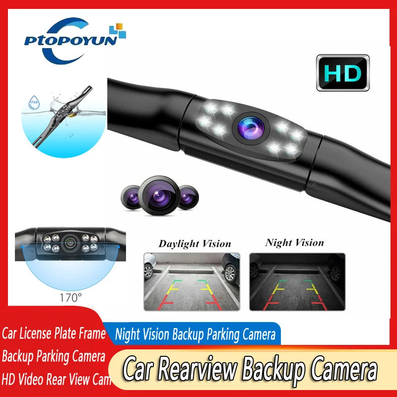 

Ptopoyun Car Rearview Camera Waterproof Wide Angle Night Vision Backup Parking Camera HD Reversing Image Car Camera