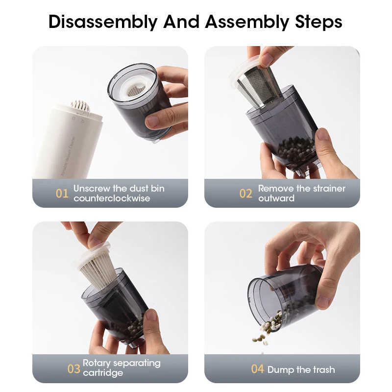 Portable Handheld Wireless Vacuum Cleaner USB Charging High Suction Car and Household Cleaning Tool