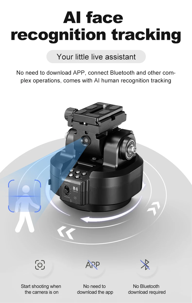 M4 M6 Motorized Tripod Head Wireless Remote Control AI Face Track Panoramic Came