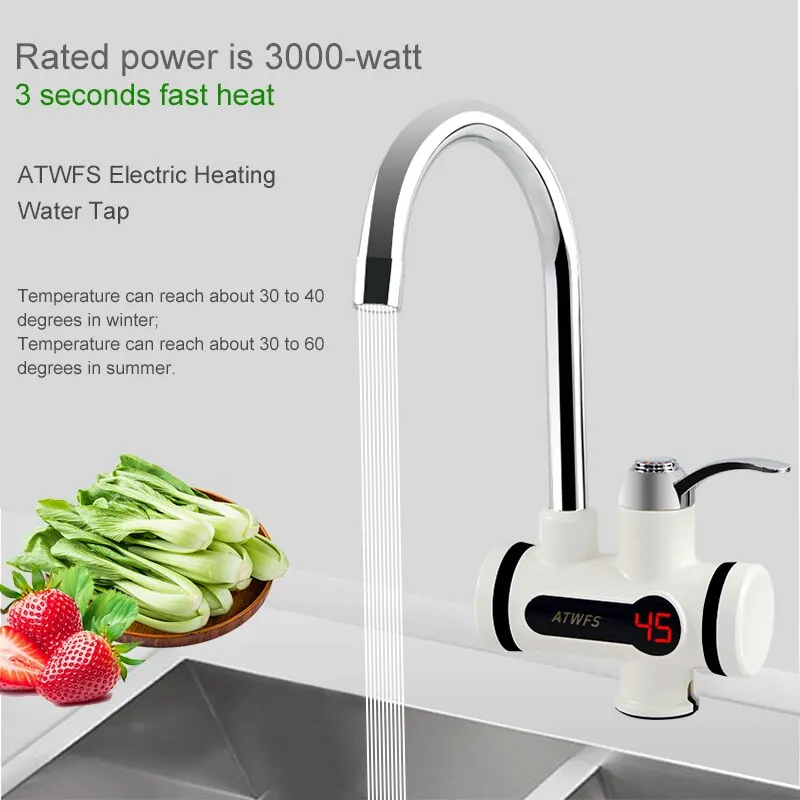ATWFS scaldabagno elettrico da cucina rubinetto scaldabagno istantaneo riscaldamento a freddo rubinetto scaldabagno istantaneo senza serbatoio