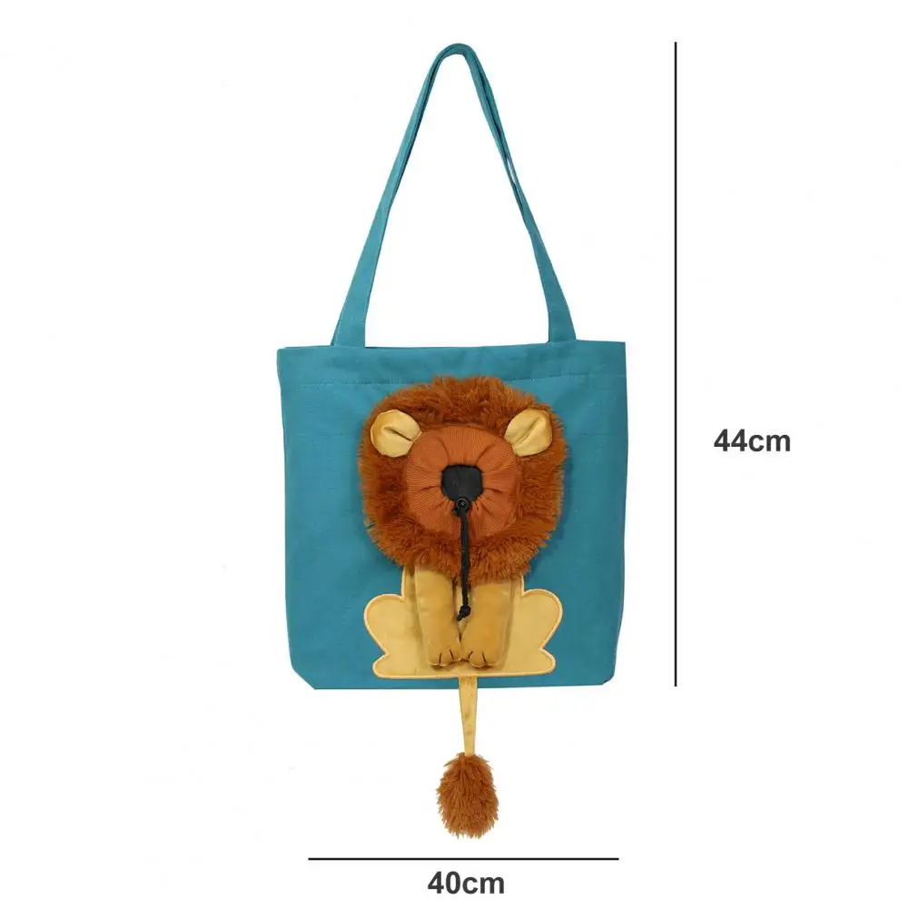 Lion-Shaped Pet Carrier Canvas Shoulder Bag for Small Animal Portable Outdoor Travel Comfortable Dog Carrying