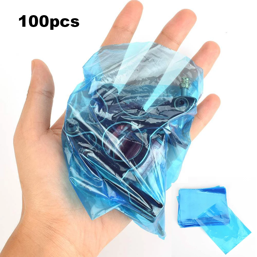 100pcs Disposable Anti Dust Bag Coil 3d Tattoo Machine Sleeves Covers Tattoo Short Pen Plastic Transparent Cleaning Bag