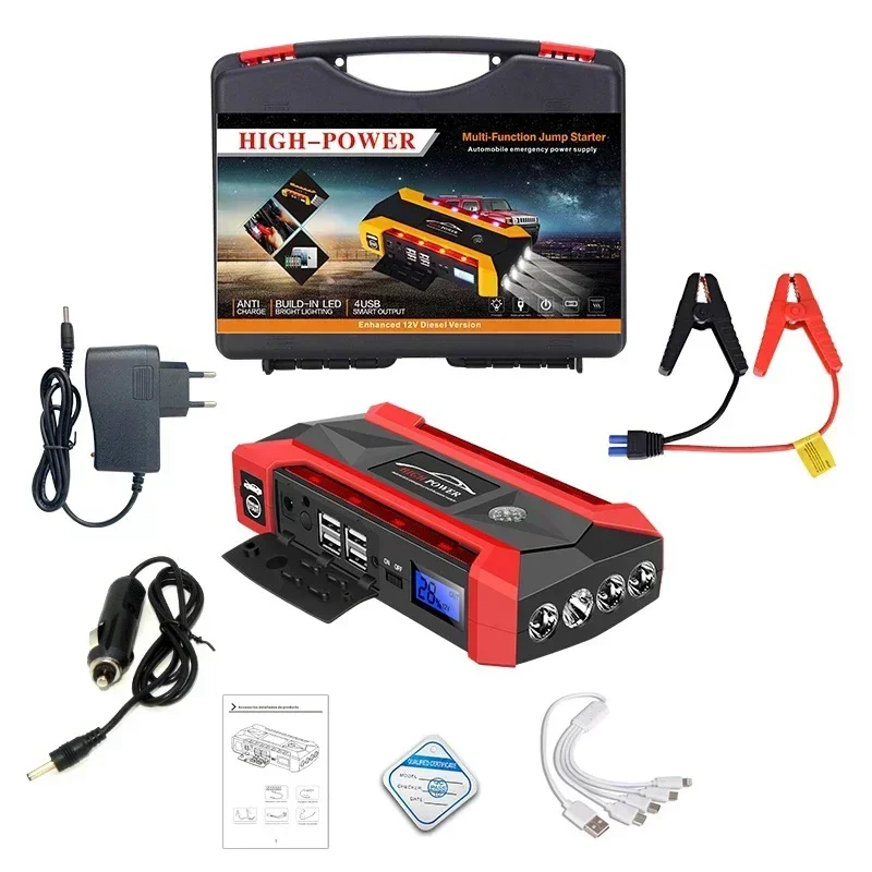 12000mAh Portable Car Jump Starter Power Bank Car Booster Charger 12V Starting Device Petrol Diesel Emergency Booster