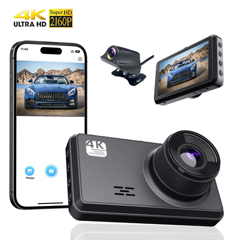 4K Dash Cam per auto telecamera anteriore e posteriore per veicolo WiFi telecamera  per auto immagine retromarcia accessori per auto car DVR Dashcam -  AliExpress