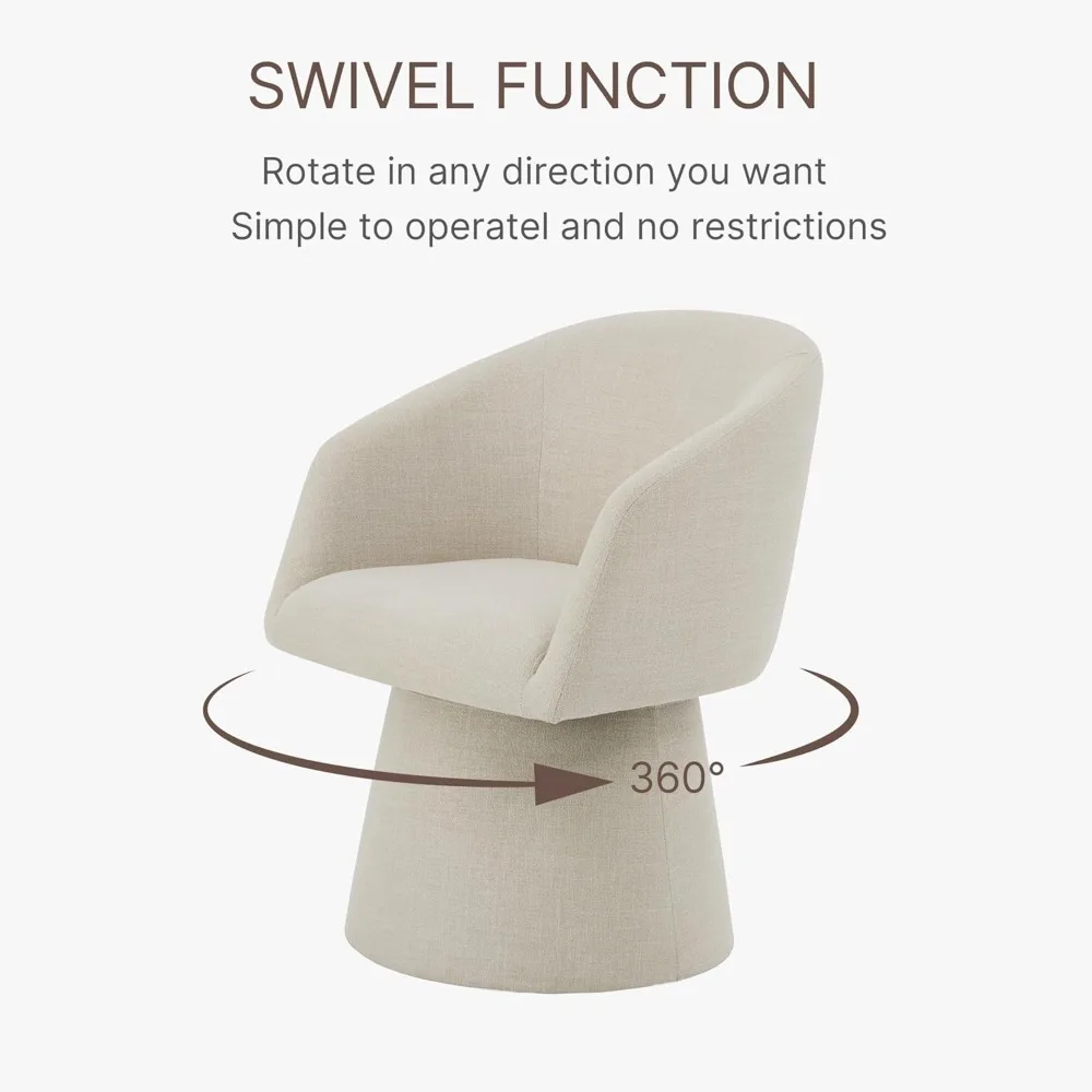 Modern Swivel Dining Chair 360° Rotation Linen Fabric Armchair for Living Room Bedroom Office