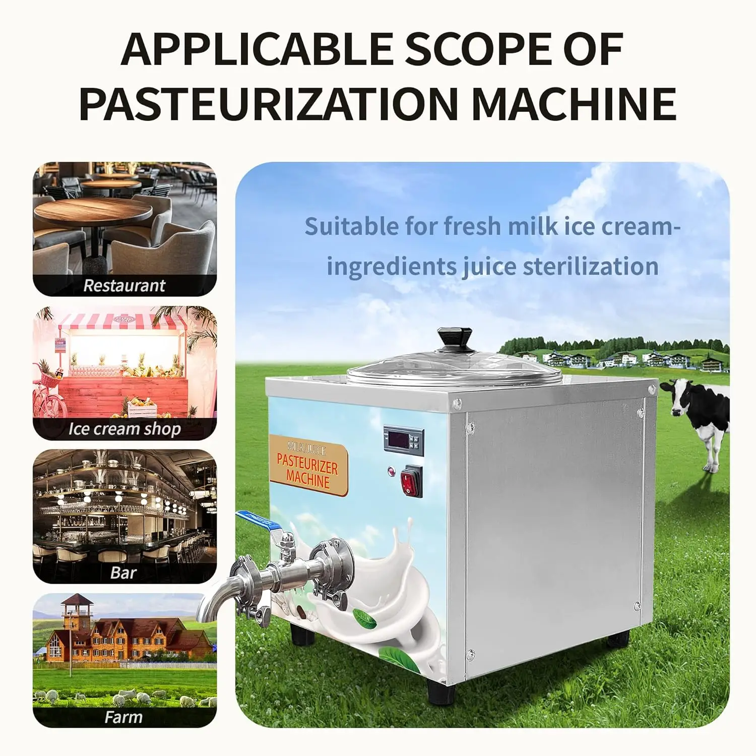 Mvckyi Commercial 14L Pasteurization Machine Fresh Milk Heat Sterilization Machine Fully Automatic Milk Sterilization Machine hibrew m3a 4 in 1 milk frother fully automatic milk warmer cold hot frothing 130ml frothing capacity 300ml heat milk capacity