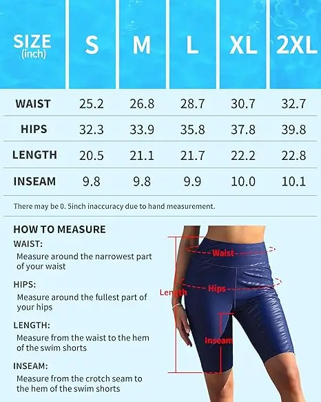 Anfilia Women Swimming Shorts Solid High Waist Waterproof Side Pockets Soft Front Lining Skinny High Stretchy Swim Trunks Swim Trunks Swim Shorts