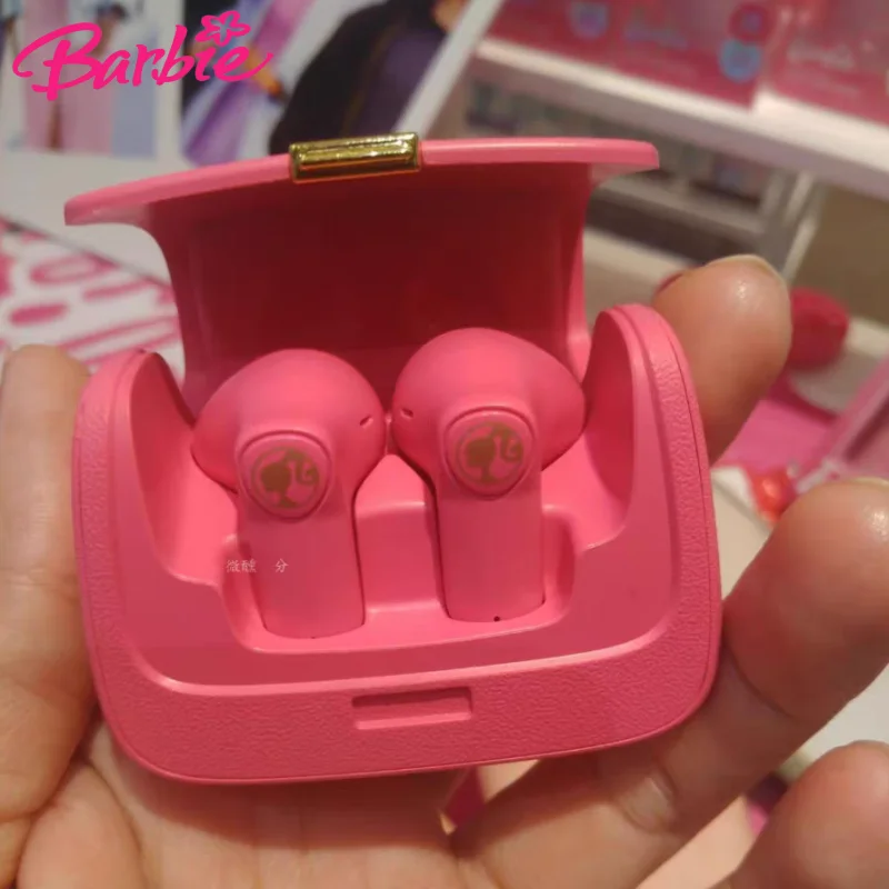 

Kawaii Miniso Барби Bluetooth-гарнитура аниме мультфильм розовые наушники защитный чехол супер срок службы батареи долговечный телефон
