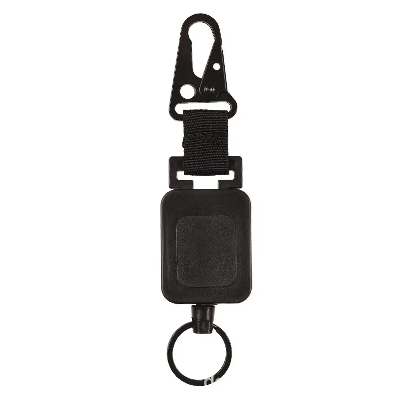 10 Clips Retráctiles Para Tarjetas De Identificación - Llaveros Con Mosquetón, Cordón Extensible Hasta 64cm, Color Negro