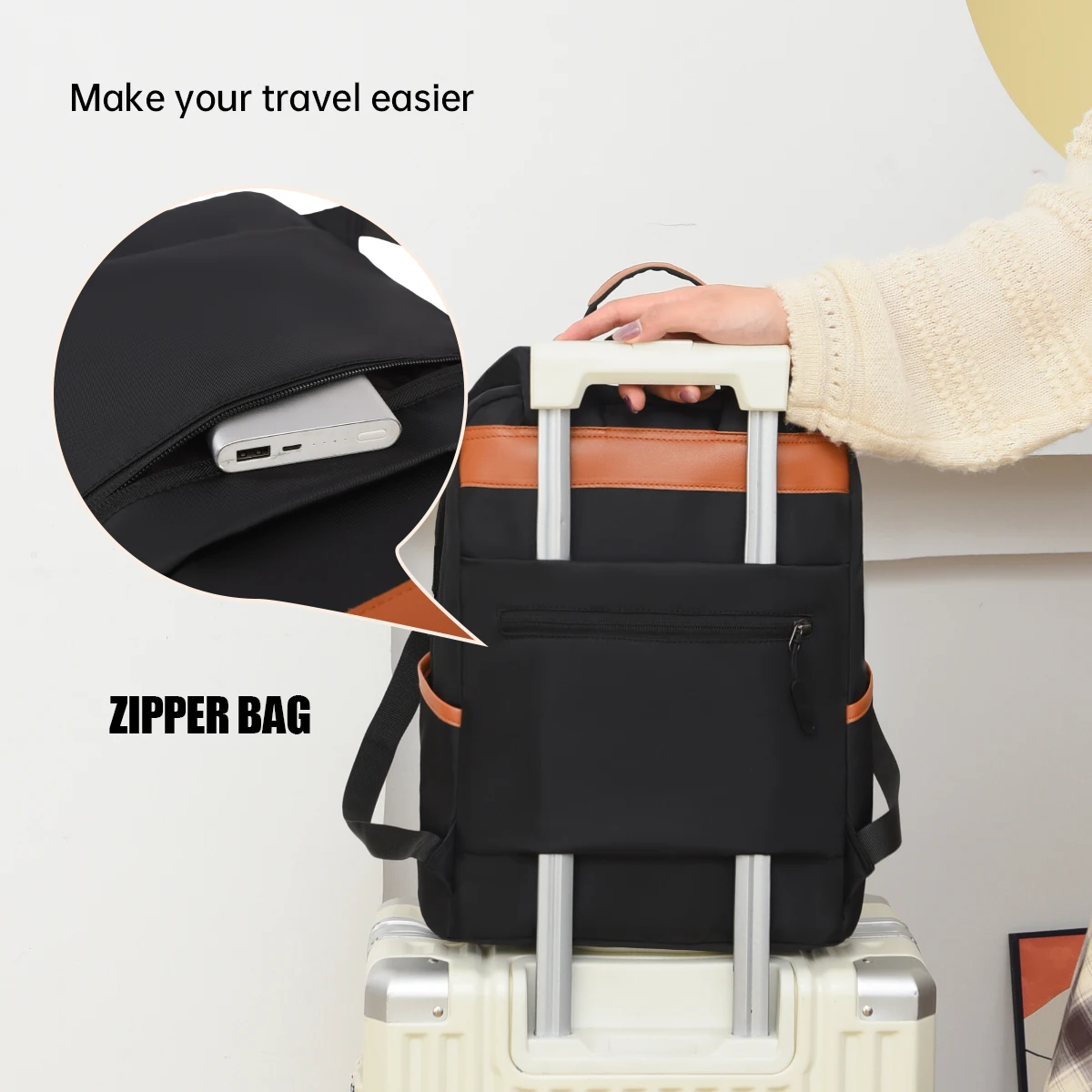 Korean Mommy Bag, Simple Nylon Large-Capacity Backpack for Male and Female College Students, Laptop Bag, Travel Backpack, Boarding Conference Bag