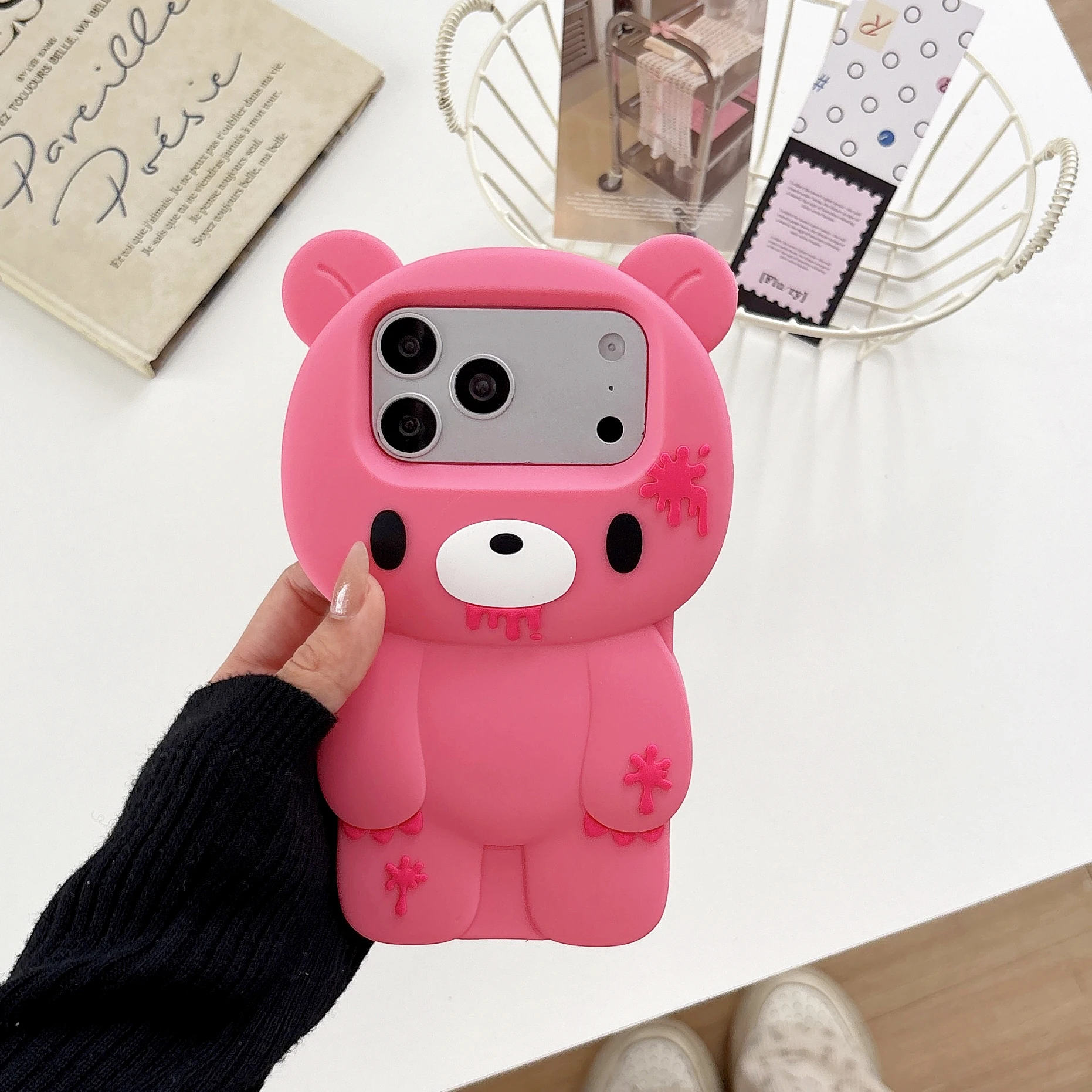 3D Cartoon Bloody Bear Soft Silicone Phone Case Cover - Unique & Cute Design
