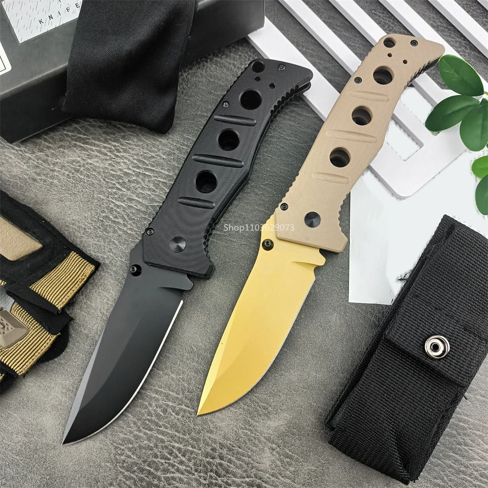 

Black/Golden Handle BM Adamas 275 Folding Knife D2 Drop Point Blade Tactical Self Defense Hunting Survival EDC Tools