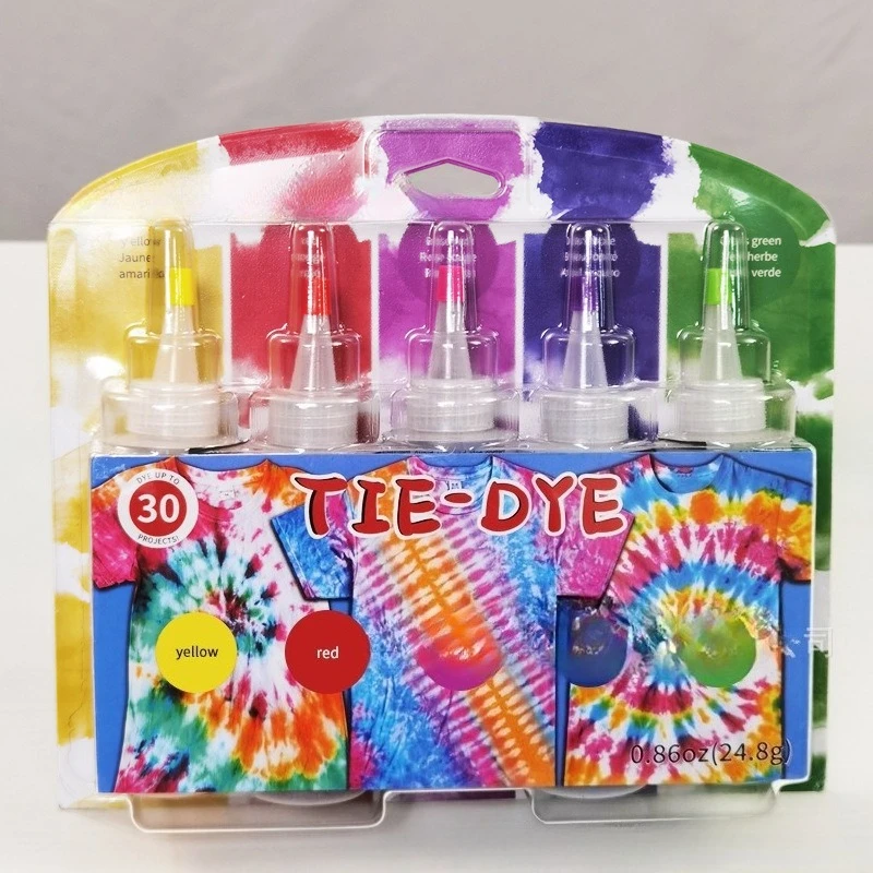 Tie Dye Kit for Fabric and Clothes with 5 Color Textile Paints