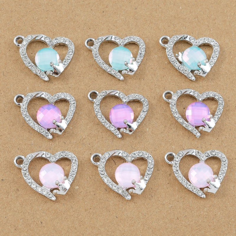 10 Stück 18*15mm Kristall CZ Liebe Herz Charms Anhänger für Schmuckherstellung DIY Ohrringe Halskette Armband Zubehör Zubehör – Detail 5