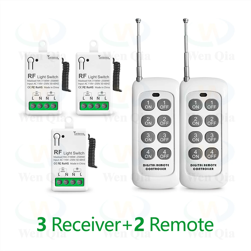 Advanced Wireless Remote Control Light Switch with Mini RF Receiver - Long-Range, High-Power Interrupter for LED and Bulb Lighting