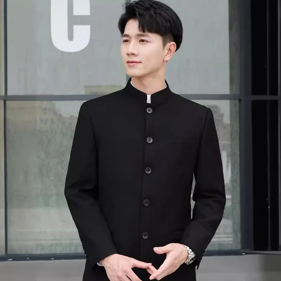 Chinese Style Tang Suit Men's Western Suit Stand Collar Jacket Chinese Business Attire formal suit