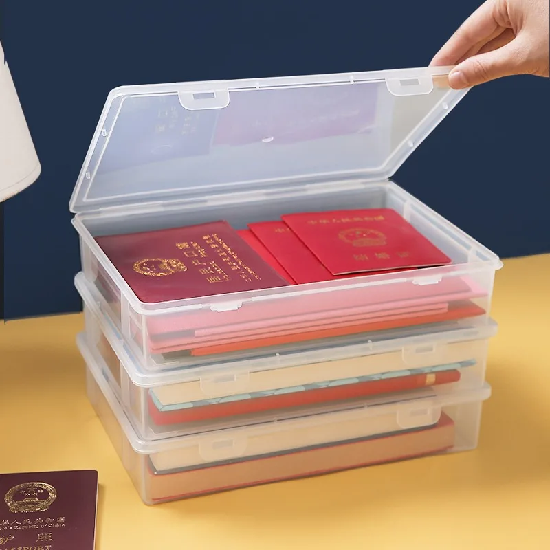 

Dustproof document storage box on the desktop, A4 document information sorting box, household registration book small items