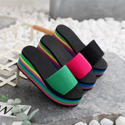 Open Toe Women Wedge Sandals Thong Flip Flops Platform Slippers Summer Beach Outdoor Slides Woman Height Increased Sandles