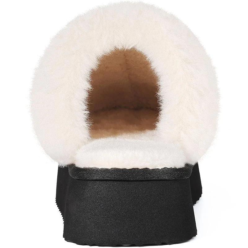 Women Fuzzy Platform Slippers with Fluffy Memory Foam for Winter
