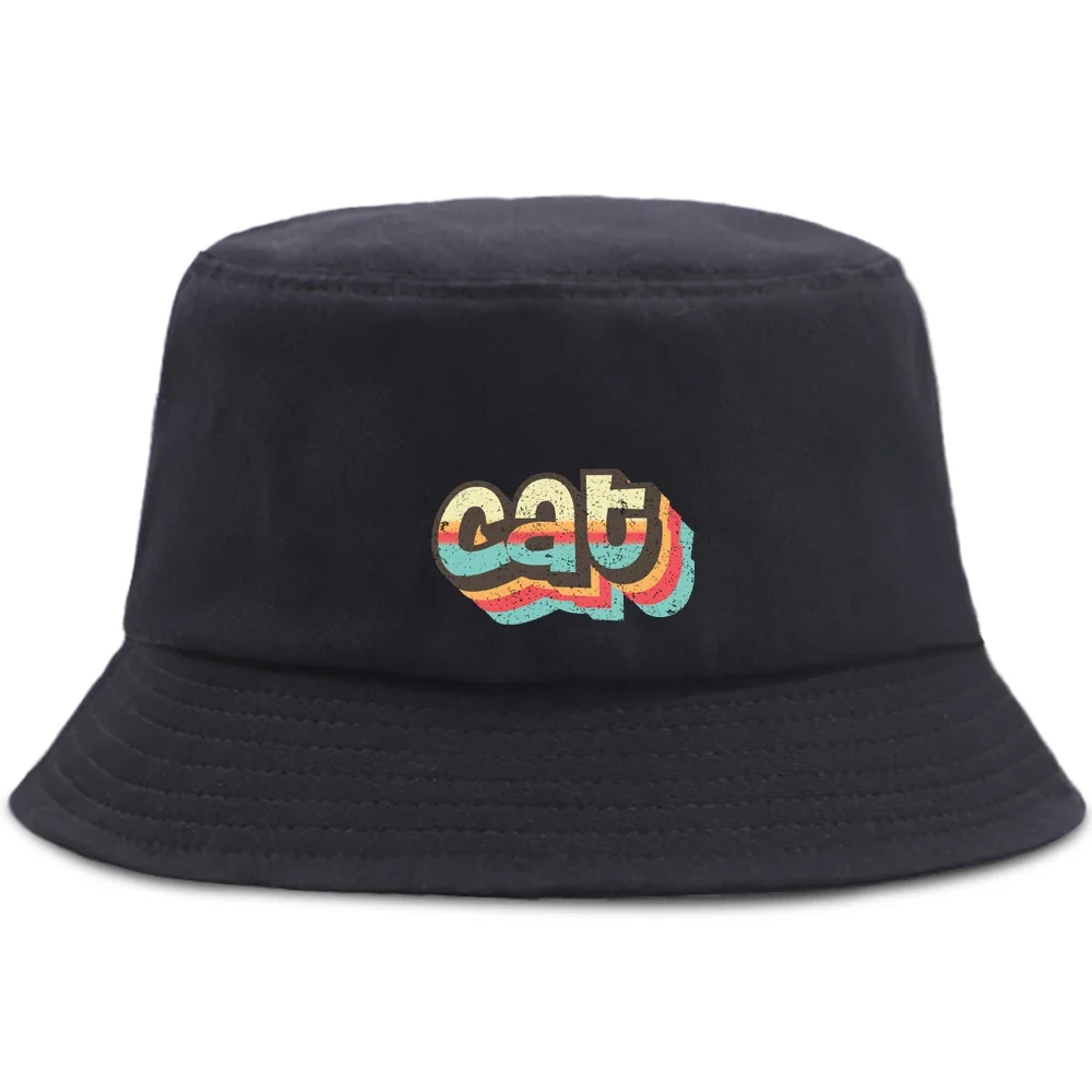 The Colorful Word Cat Women Bucket Hats Vintage Ins Cap Summer Berretti Panama Da Uomo Donna Uomo Bob Chapeau Fishing Fisherman Hat