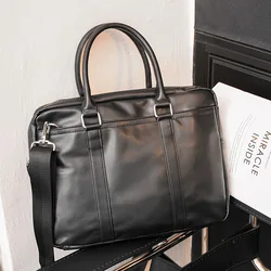 Luxury Briefcase Men Leather Handbags messenger bag for men Business Leather Laptop shoulder bag for A4 Document Passport cover