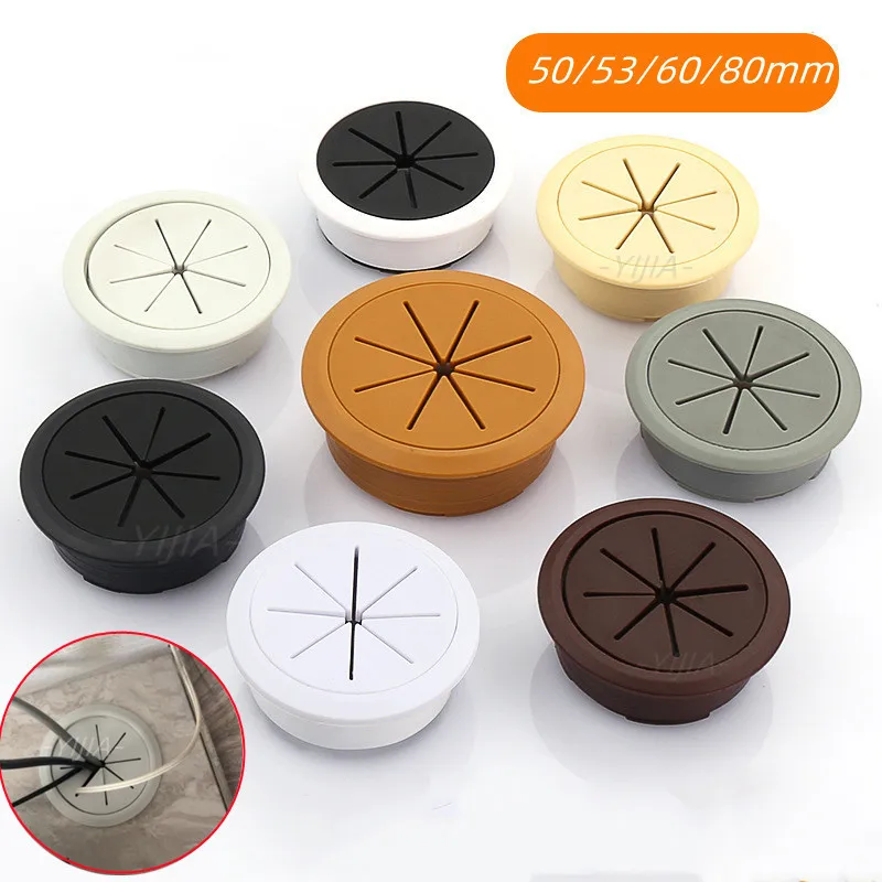 1pc 5080mm Thread Desk Wire Hole Cover ABS Plastic Round Cable Box