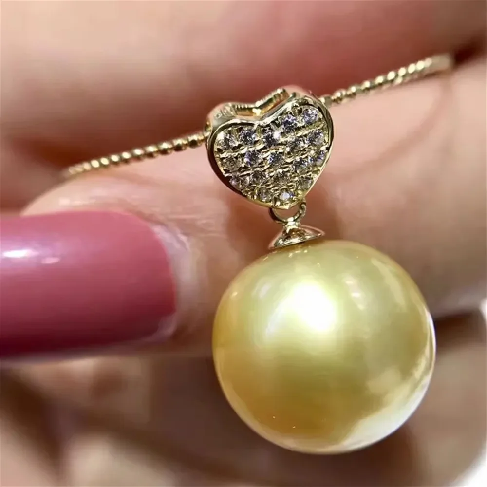 

DIY Pearl Accessories G18K Gold Pendant Empty Support Love Pearl Necklace Pendant for Women Fit 9-12mm Round Beads G148