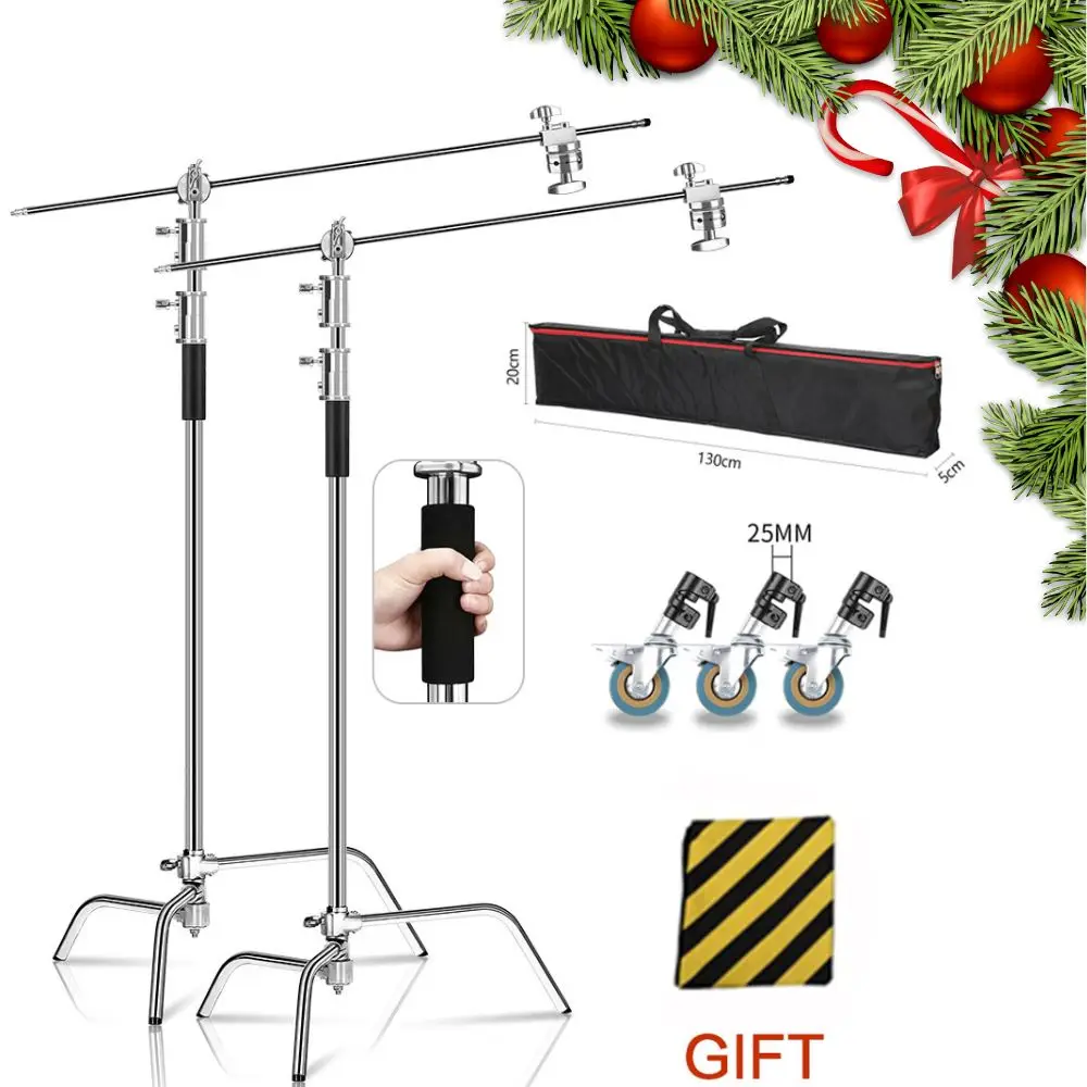 2024 Regalo Sh 2 Pezzi C-Stand Crane Photography Stand Gamba Magica Piedi Di Pollo In Acciaio Inossidabile Braccio Braccio Grip Head 260/330Cm Chris