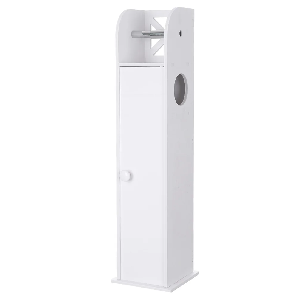 

PVC Wooden Bathroom Storage Narrow Cabinet with Open Shelving Furniture Toilet Paper Bathroom Cabinets White 19x19 x77