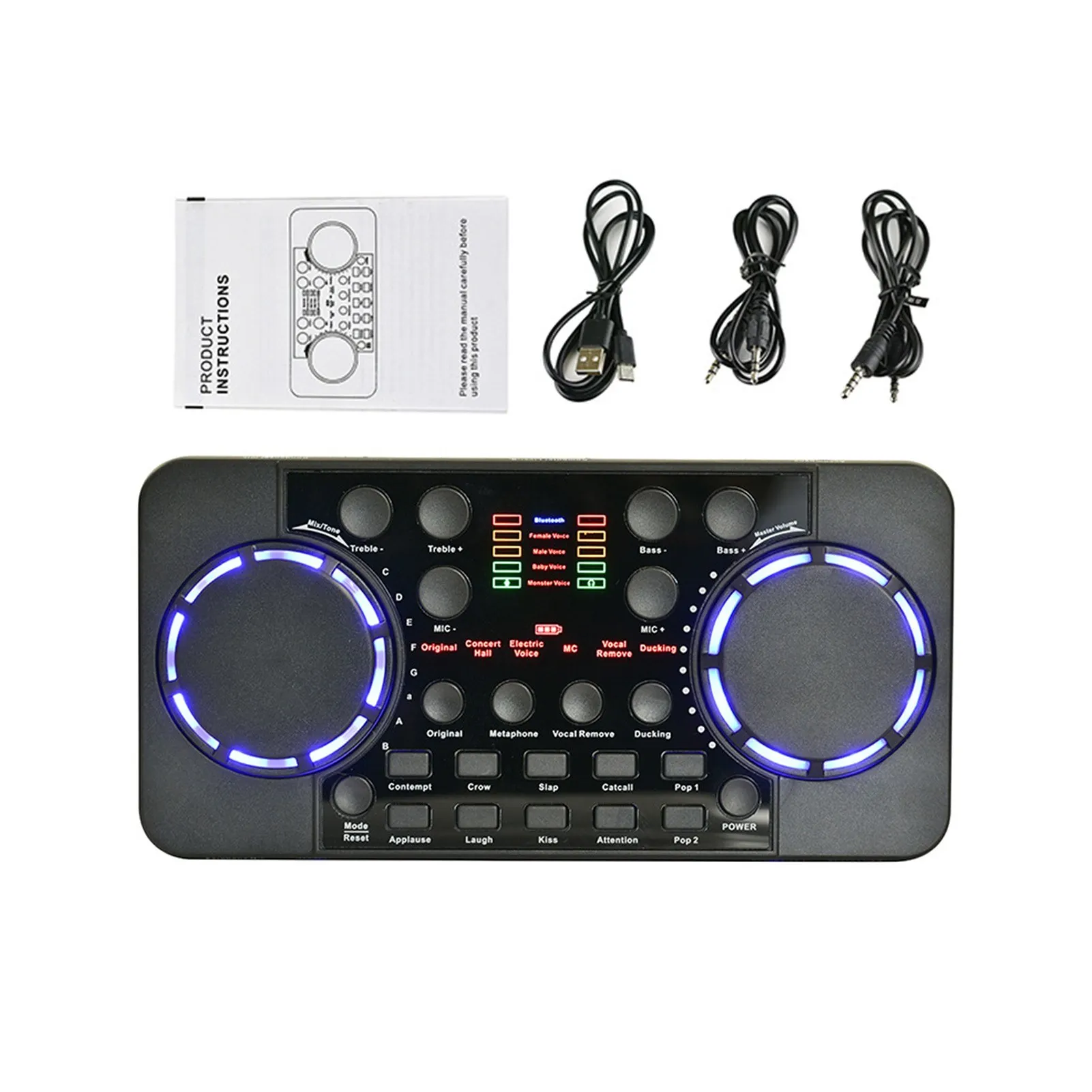 

V300 Live Sound Card Multifunctional Rechargeable BT Sound Card for Singing/Live Broadcasting/ Recording Voice and Music