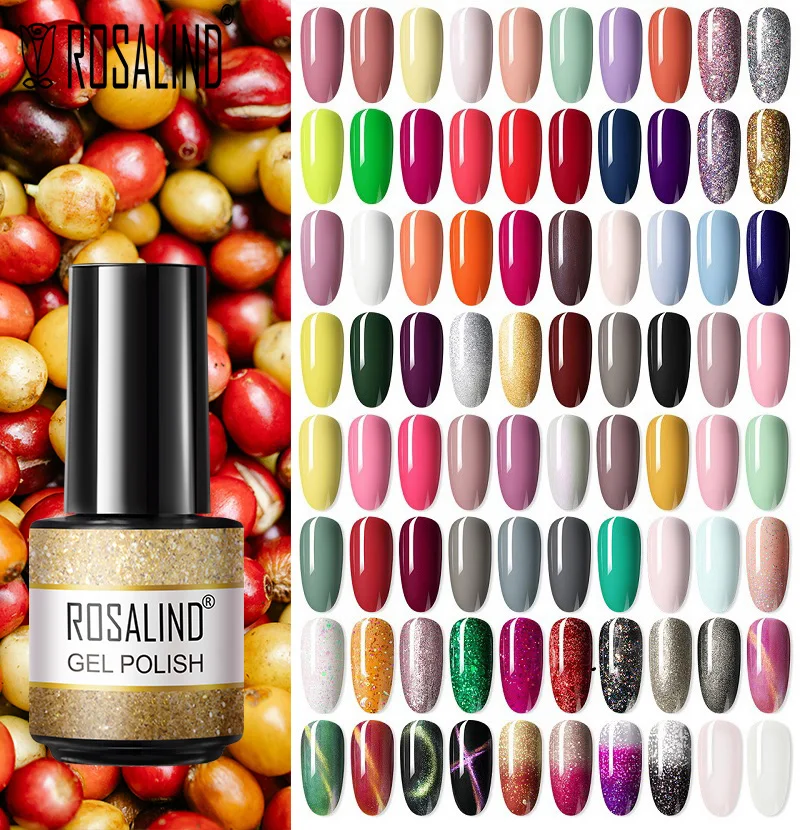 ROSALIND Gel Nail Polish Base Top Coat Nail Supplies Soak Off UV LED Gel Lacquer Nail Art Glitter Polish Long Lasting Gel