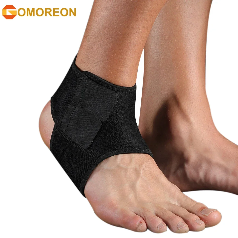 

GOMOREON 1Pcs Ankle Support for Men and Women - Nylon Breathable Adjustable Ankle Brace Sprain for Running Cycling Basketball
