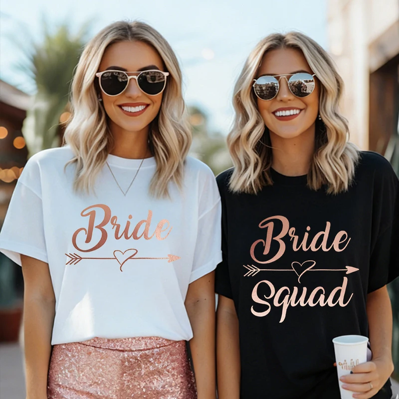 Team Bride Squad Matching T-Shirts, Arrow Heart Graphic Tees, Short ...