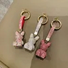 Fashion Car Key Ring Lady Gift Creative Full Diamond cartoon doll inlaid with diamond rabbit key ring affixed diamond jewelry 2