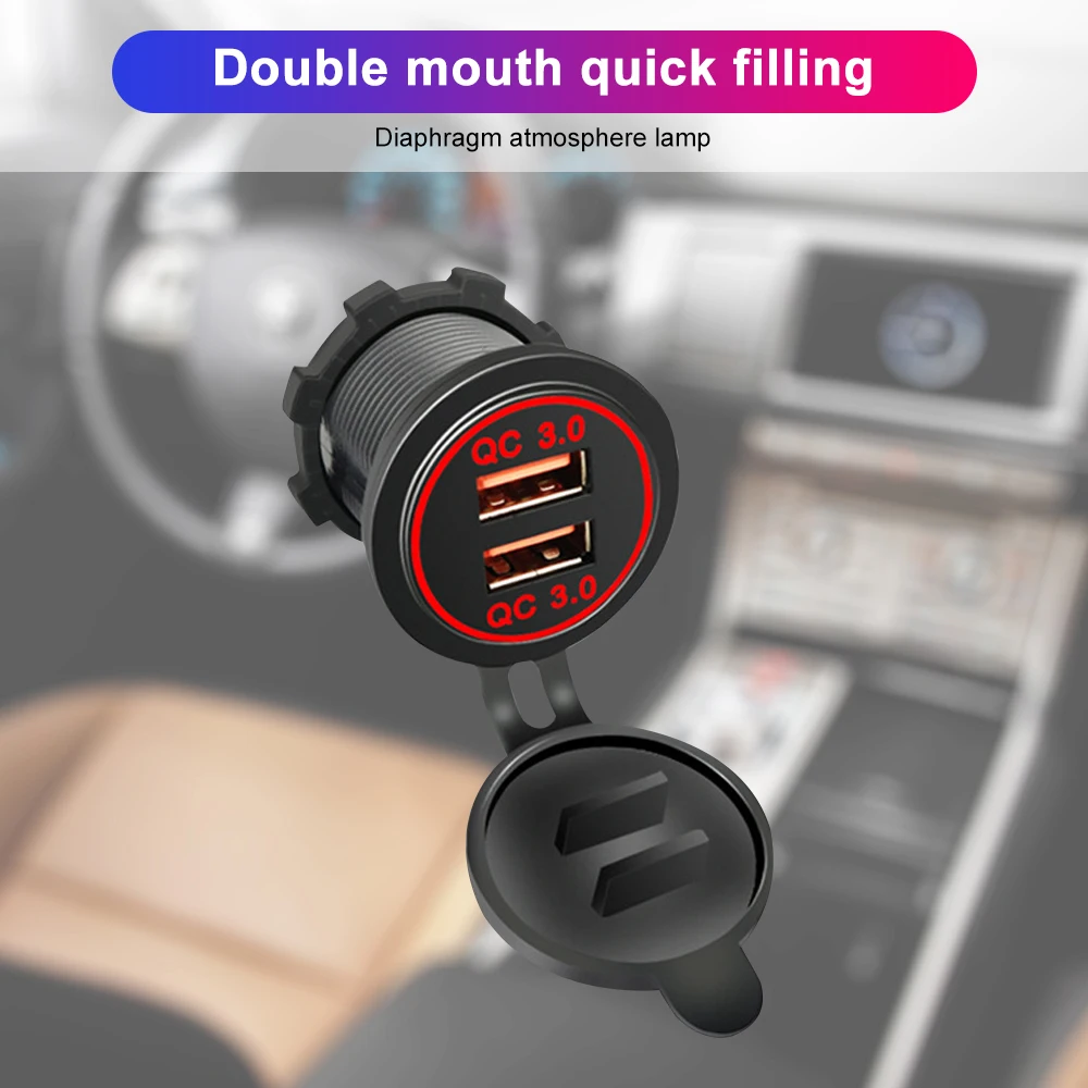 Car Charger Quick Charge QC 3.0 Dual USB Socket 12V/24V USB Fast Charger Socket Waterproof Electronic Lighter For Car Motorcycle car charger car phone charger